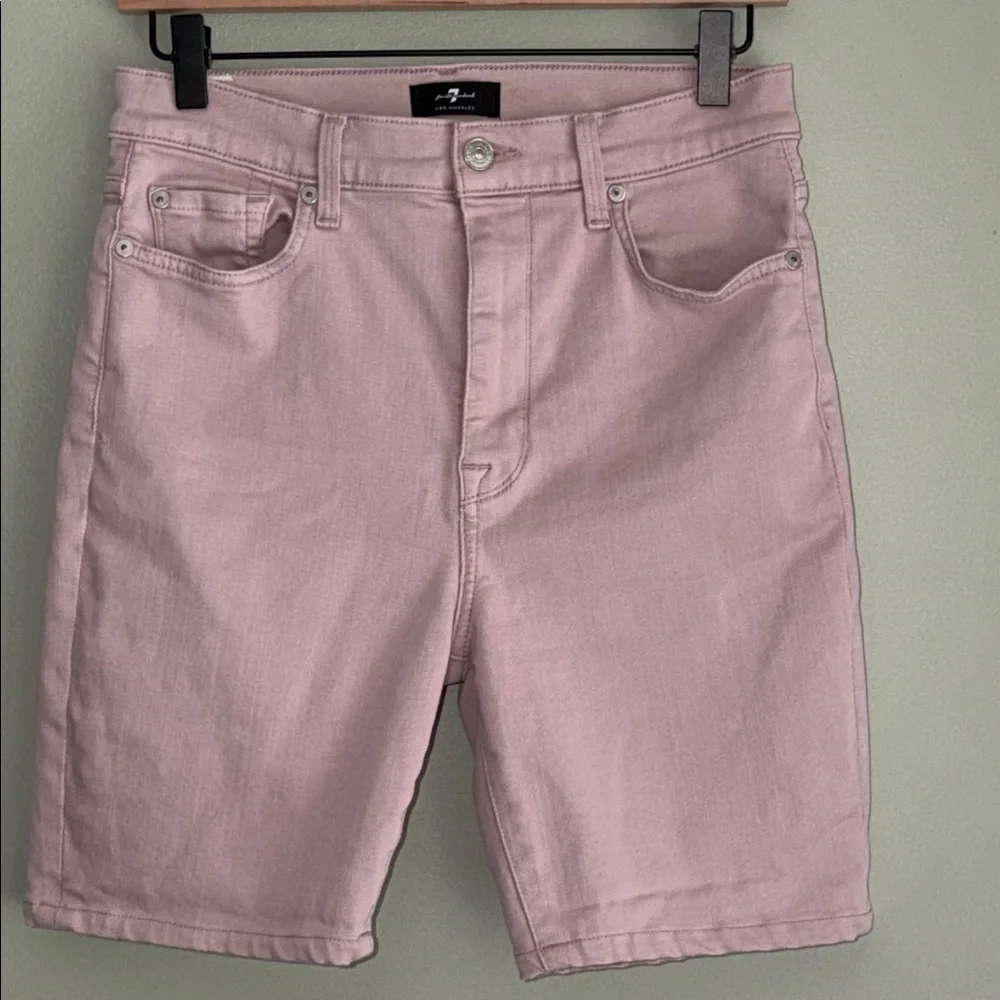 7 for all mankind High Waist denim shorts light mauve Read
